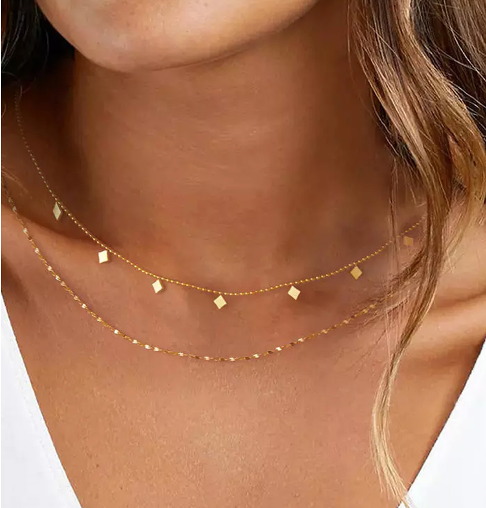 Seeing Double Gold Layered Skinny Necklace