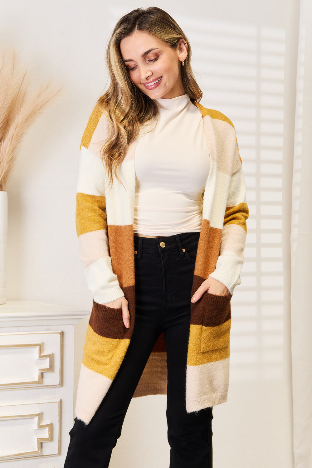 Drop That Shoulder Color Block Cardi