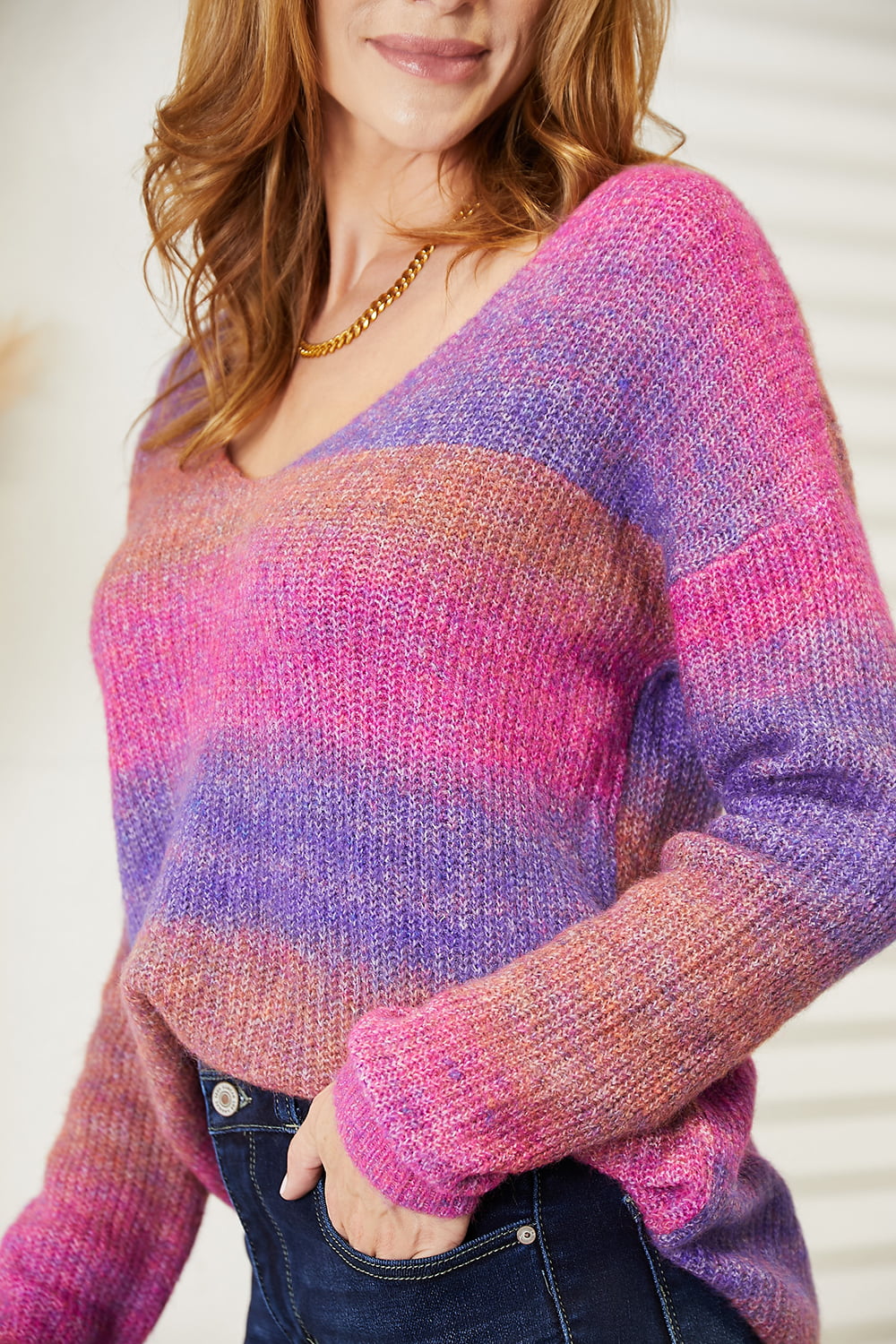 Flirtatious Multicolor Pullover Knit Sweater