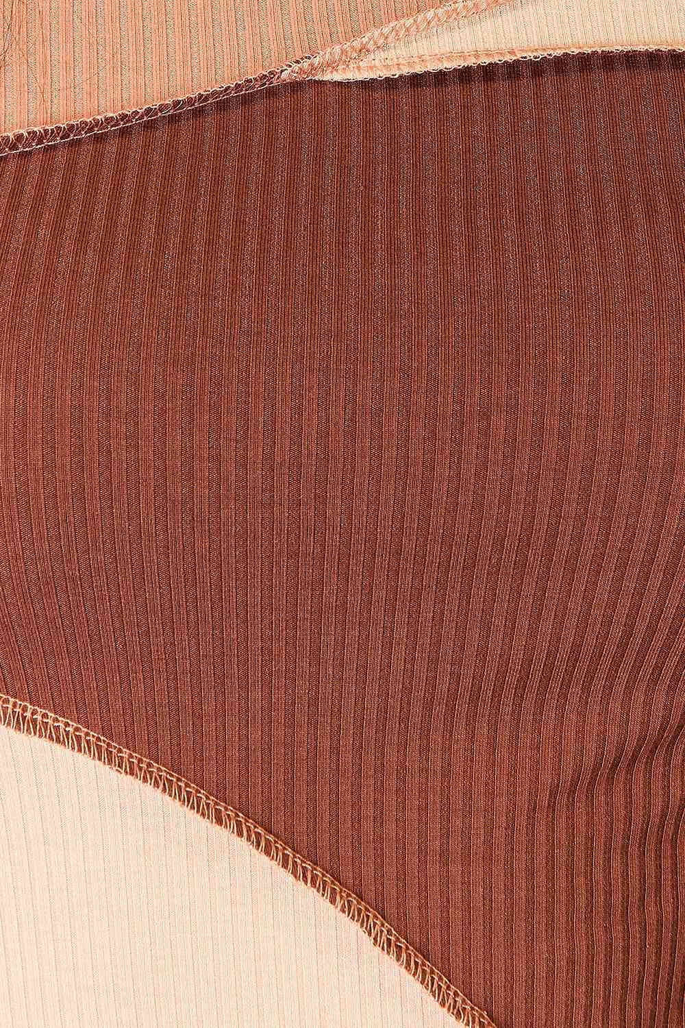 Chestnut Exposed Seam Long Sleeve Top