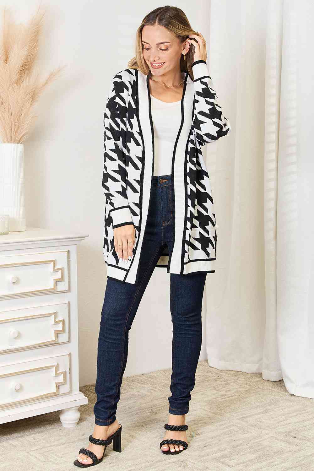 Houndstooth Longline Cardigan