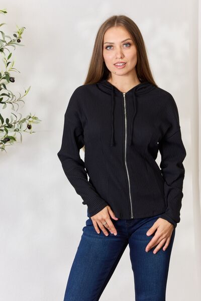 Three Dots womens black zip up jacket size S RN#137013 polyester