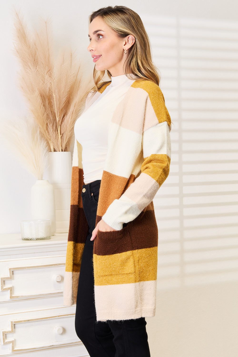 Drop That Shoulder Color Block Cardi