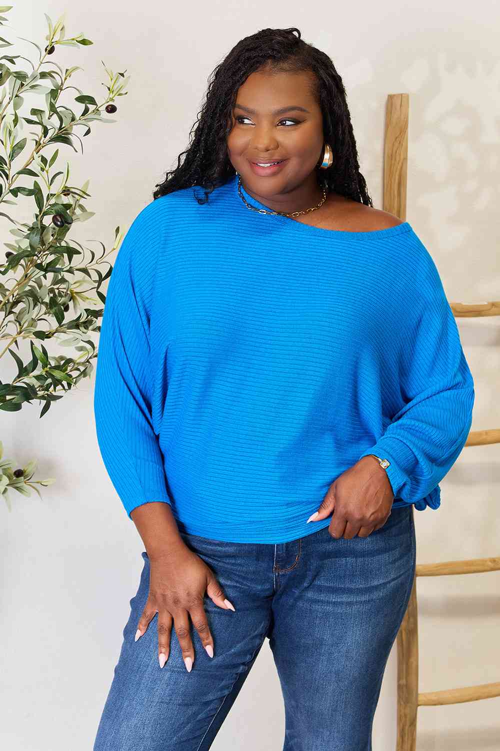 Batwing Blouse in Cobalt Blue