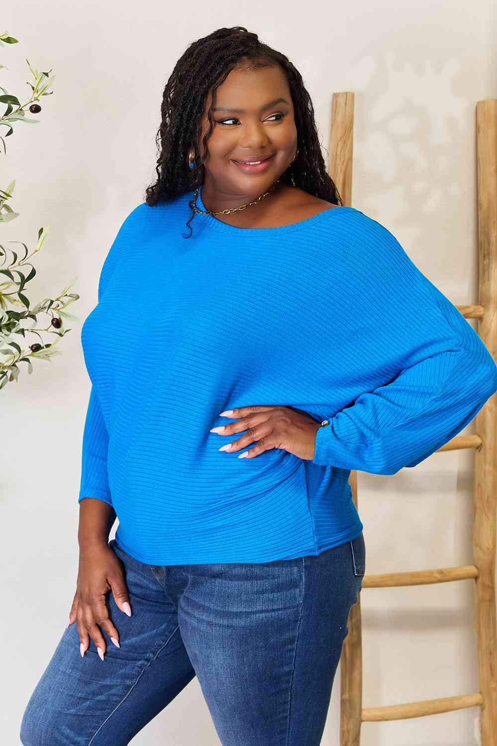 Batwing Blouse in Cobalt Blue