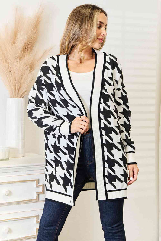 Houndstooth Longline Cardigan