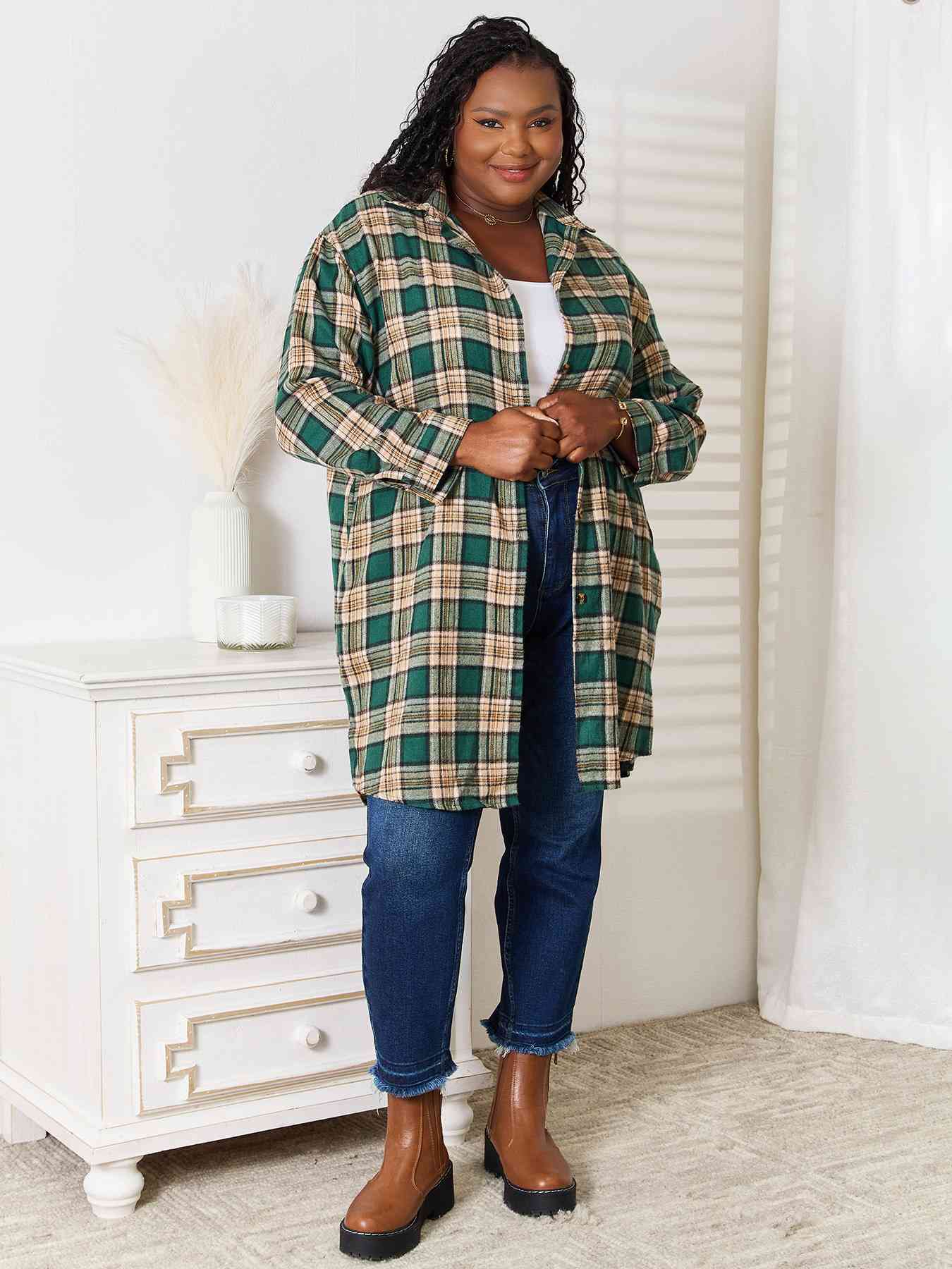 Green Plaid Long Sleeve Shirt