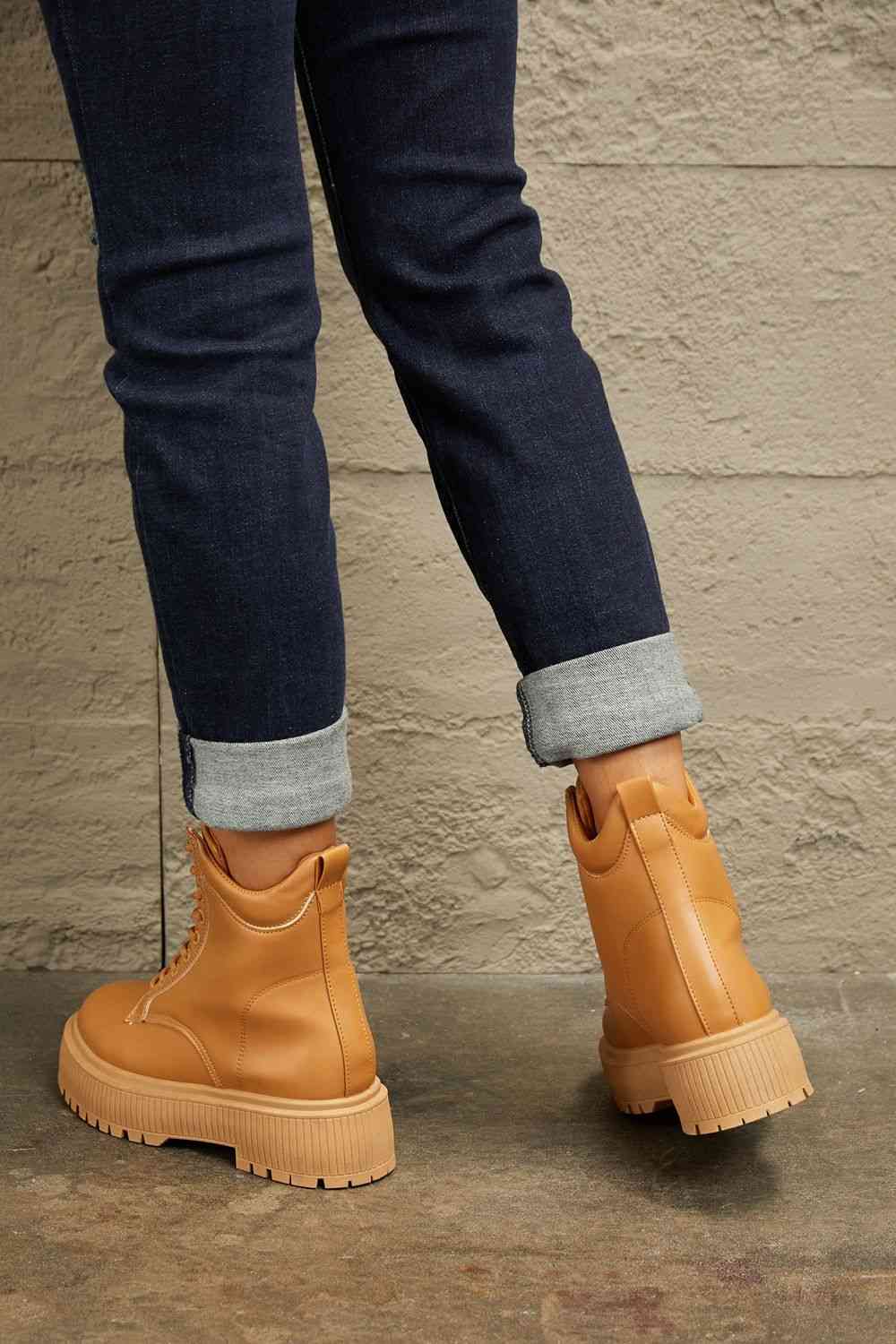 East Lion Corp Platform Combat Boots in Caramel